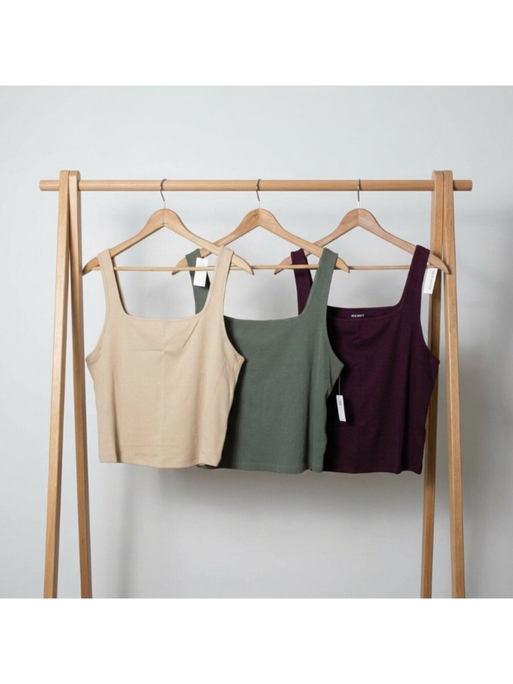 Lot 3 Old Navy Fitted Ultra Crop Tank Top Ribknit XXL Tall Beige Green Burgundy